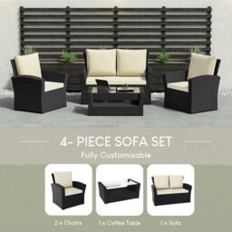 Lassic Garden Vida Mylor 4 Seater Rattan Set + Cover - thumbnail 3
