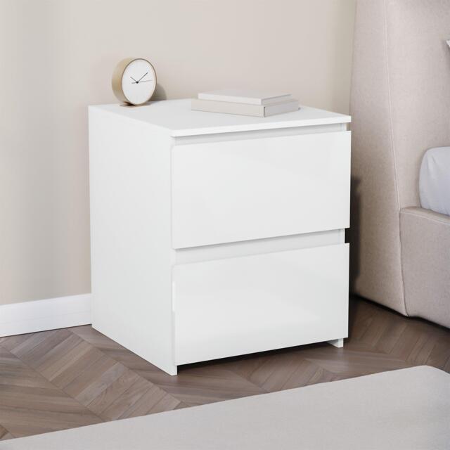 Lassic Glinton High Gloss 2 Drawer Bedside Table Chest - image 1