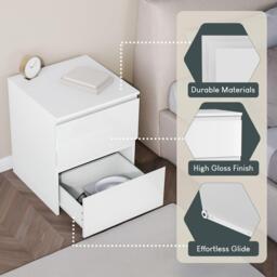 Lassic Glinton High Gloss 2 Drawer Bedside Table Chest - thumbnail 7