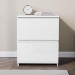 Lassic Glinton High Gloss 2 Drawer Bedside Table Chest - thumbnail 3