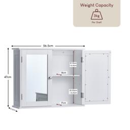 Lassic Bath Vida Priano 2 Door Mirrored Wall Cabinet - thumbnail 2