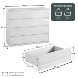 Lassic Glinton High Gloss 8 Drawer Chest - thumbnail 2