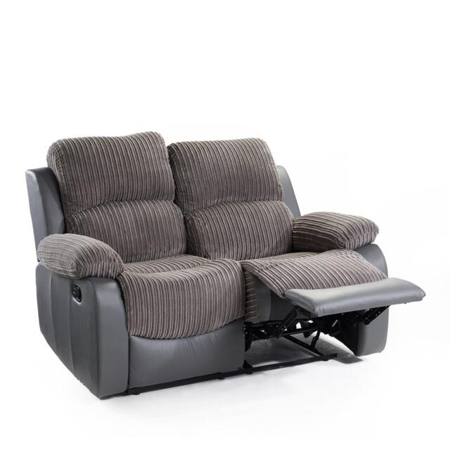 Homelife Canterbury Cord/Faux Leather Recliner 2 Seater Sofa - image 1