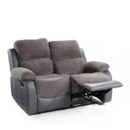 Homelife Canterbury Cord/Faux Leather Recliner 2 Seater Sofa