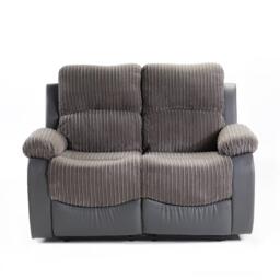 Homelife Canterbury Cord/Faux Leather Recliner 2 Seater Sofa - thumbnail 2