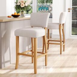 Kabinet UK 2 Set Linen Upholstered High Bar Stool