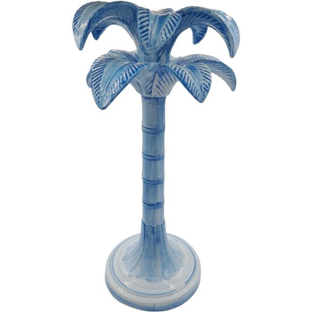 Les Ottomans LesOttomans Palm Trees Candle Holder - Blue - Large