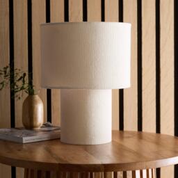 K Living Tokyo Ivory Velvet Stripe Table Lamp - thumbnail 1