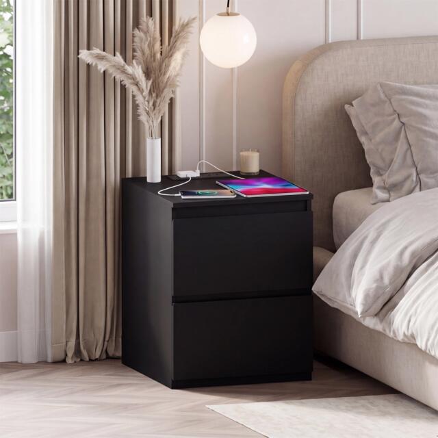 Lassic Denver 2 Drawer L Bedside Chest With Power Outlet - image 1