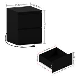 Lassic Denver 2 Drawer L Bedside Chest With Power Outlet - thumbnail 2