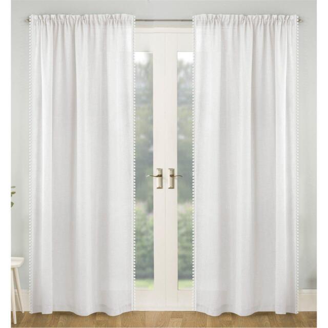 Enhanced Living Tahiti Pom-Pom Trim Single Voile Panel - Pair - image 1
