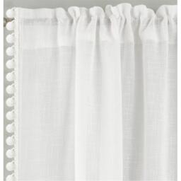 Enhanced Living Tahiti Pom-Pom Trim Single Voile Panel - Pair - thumbnail 3
