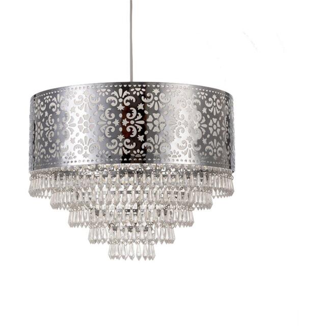 K Living Emily Easy Fit Chrome Cutout Pendant Shade with Ac - image 1