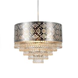 K Living Emily Easy Fit Chrome Cutout Pendant Shade with Ac - thumbnail 4