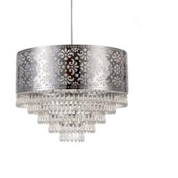 K Living Emily Easy Fit Chrome Cutout Pendant Shade with Ac - thumbnail 1