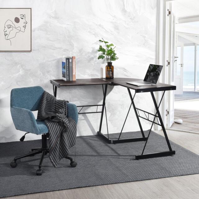 FurnitureR L-Shaped Corner Computer Desk Office Workstation with Steel Frame - image 1