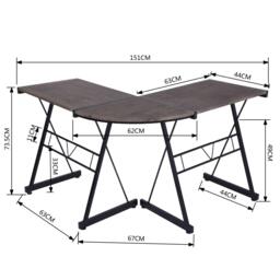 FurnitureR L-Shaped Corner Computer Desk Office Workstation with Steel Frame - thumbnail 7