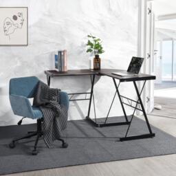 FurnitureR L-Shaped Corner Computer Desk Office Workstation with Steel Frame