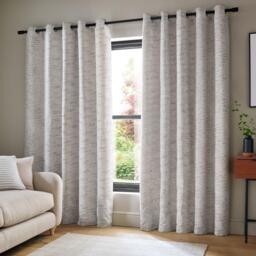 Catherine Lansfield Chunky Boucle Lined Eyelet Curtains - thumbnail 1
