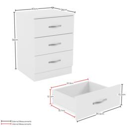 Lassic Vida Designs Riano 3 Drawer Bedside Chest - thumbnail 2