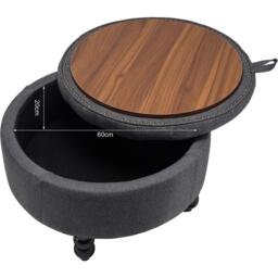 Kabinet UK Linen Round Storage Ottoman with Tray Top Table - thumbnail 7