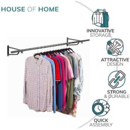 House of Home 6ft Wall Mounted Garment Rail - thumbnail 3