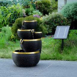 Streetwize Black and Gold Solar Water Feature With Battery Ba
