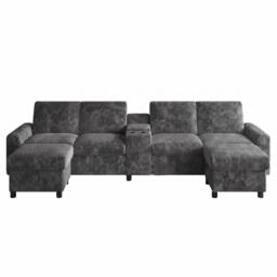 Urban Meuble Corduroy Sectional Sofa with Storage Ottomans - thumbnail 5