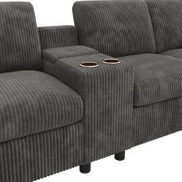 Urban Meuble Corduroy Sectional Sofa with Storage Ottomans - thumbnail 9