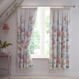Dreams and Drapes Amelle Floral Pencil Pleat Curtains with Tie backs - thumbnail 1
