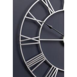 Interiors by Premier Genova 60cm Dia Silver Metal Roman Numeral Wall Cl - thumbnail 3