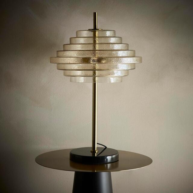 K Living Aspen 2 Light Tiered Glass Brass Table Lamp - image 1