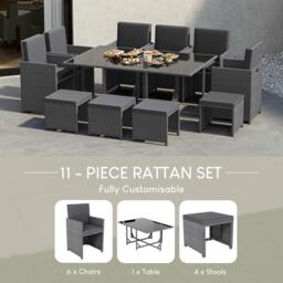 Lassic Garden Vida Cuba 10 Seater Rattan Set + Cover - thumbnail 5