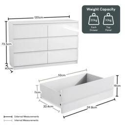 Lassic Glinton High Gloss 6 Drawer Chest - thumbnail 2