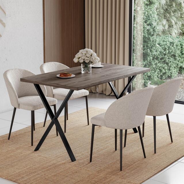 Lassic 4 Seater Dining Table With X Shape Legs