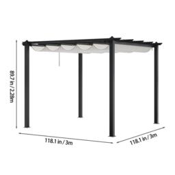 Breeins 10x10ft Aluminium Pergola with Retractable Roof - thumbnail 7