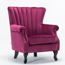 Kabinet UK Vintage Velvet Wing Back Armchair with Studs - thumbnail 4