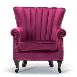 Kabinet UK Vintage Velvet Wing Back Armchair with Studs - thumbnail 3