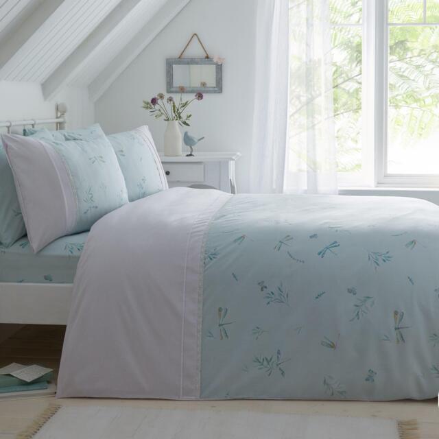 Dreams and Drapes Fifi Botanics Duvet Cover Set Duck Egg Lace Cuff