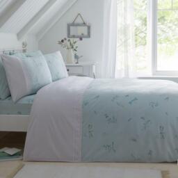 Dreams and Drapes Fifi Botanics Duvet Cover Set Duck Egg Lace Cuff - thumbnail 1