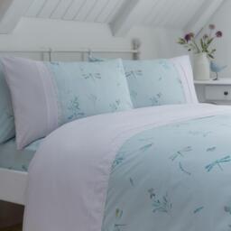 Dreams and Drapes Fifi Botanics Duvet Cover Set Duck Egg Lace Cuff - thumbnail 2