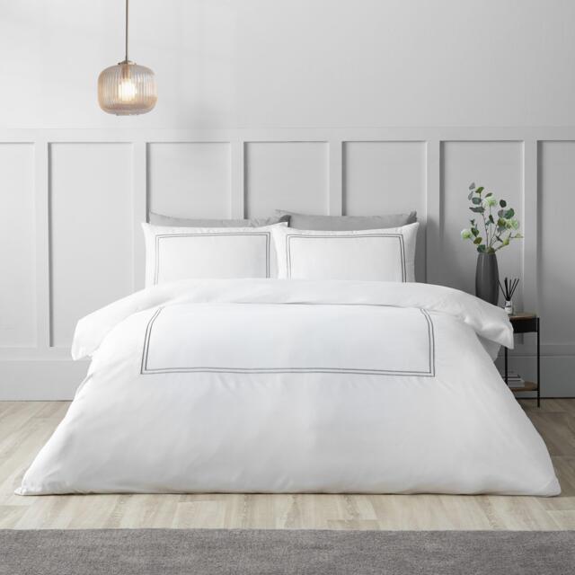 Catherine Lansfield Soft Mono Satin Stitch Duvet Cover Set - image 1