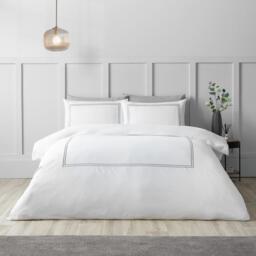 Catherine Lansfield Soft Mono Satin Stitch Duvet Cover Set - thumbnail 1