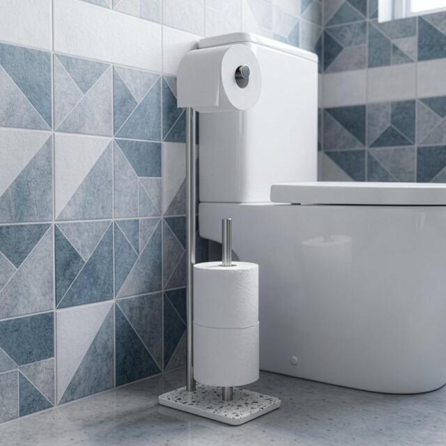 Croydex Blue Terrazzo Toilet Roll Holder - image 1