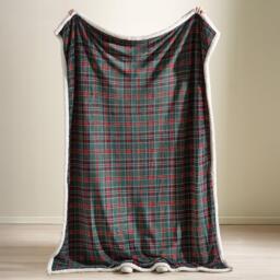 Catherine Lansfield Tartan Sherpa Check Cosy Fleece Blanket Throw - thumbnail 2