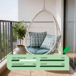 Streetwize Outdoor Teal Fern Scatter Cushions - thumbnail 4