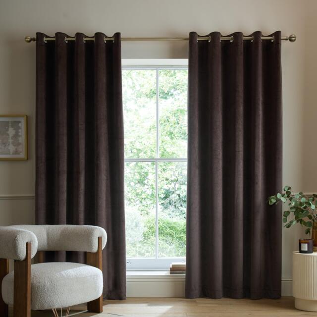 Catherine Lansfield Super Thermal Blackout Matt Velour Eyelet Curtains - image 1