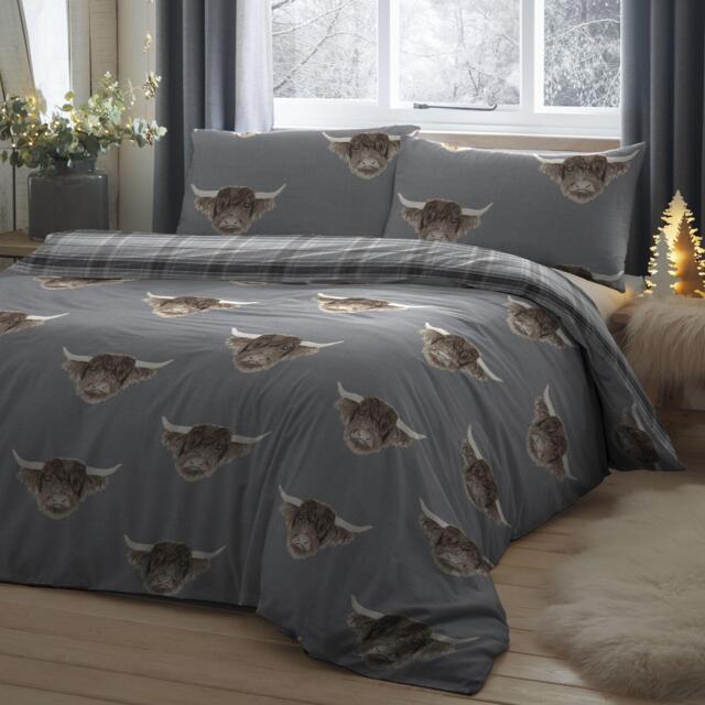 Fusion Highland Cow Duvet Cover Set in Grey - image 1