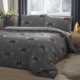 Fusion Highland Cow Duvet Cover Set in Grey - thumbnail 1