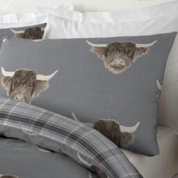 Fusion Highland Cow Duvet Cover Set in Grey - thumbnail 3